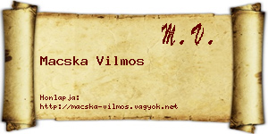 Macska Vilmos névjegykártya